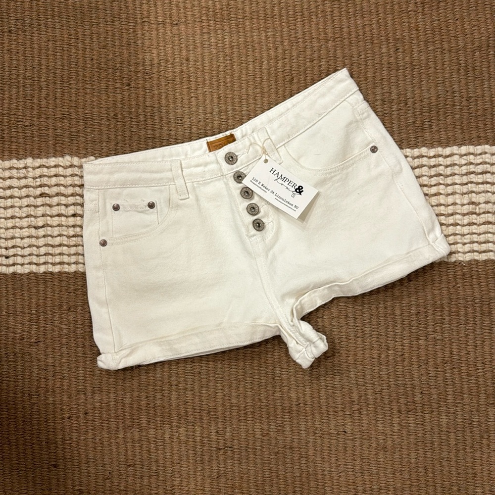 White denim shorts